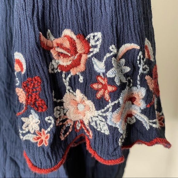 beachlunchlounge Navy Blue Embroidered Coverup Dress - Picture 10 of 13